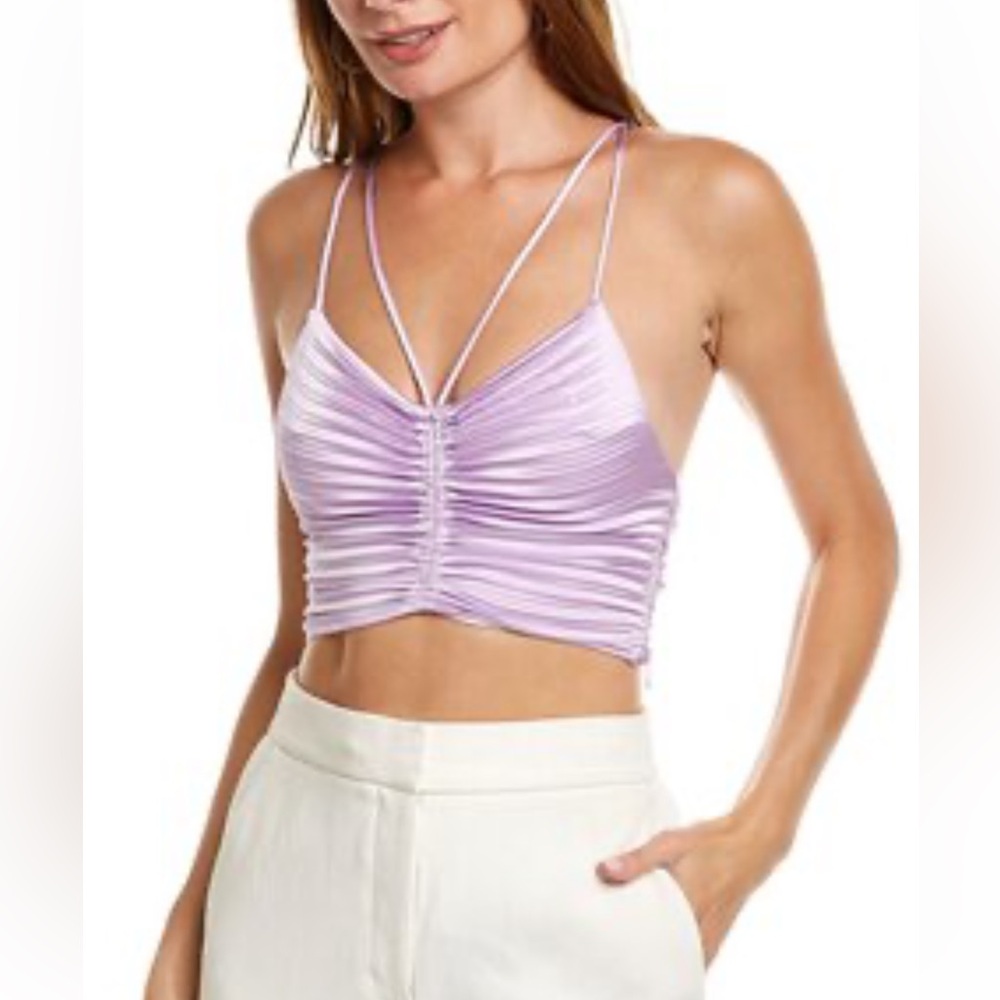 A.L.C Ari Pleated Ruched Women's Crop Top Camisole In Crocus Petal Lavender SZ 8